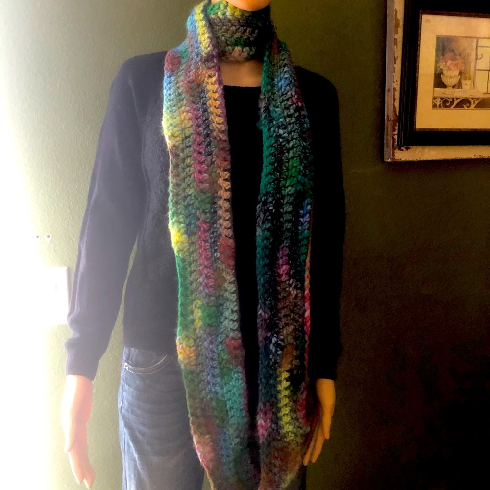 Knit infinity multi colored scarf